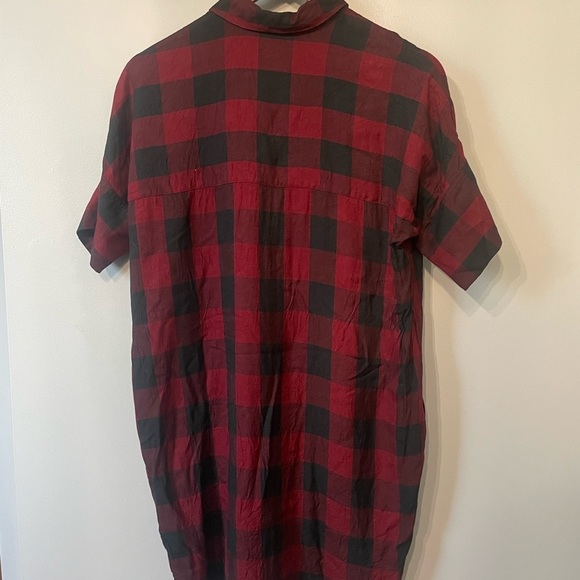 Madewell oversized red and black plaid shirt dress size small - Picture 10 of 11